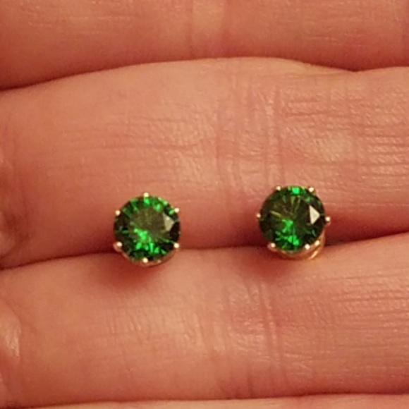Accessories Gold Plated Emerald Green Stud Earrings Poshmark